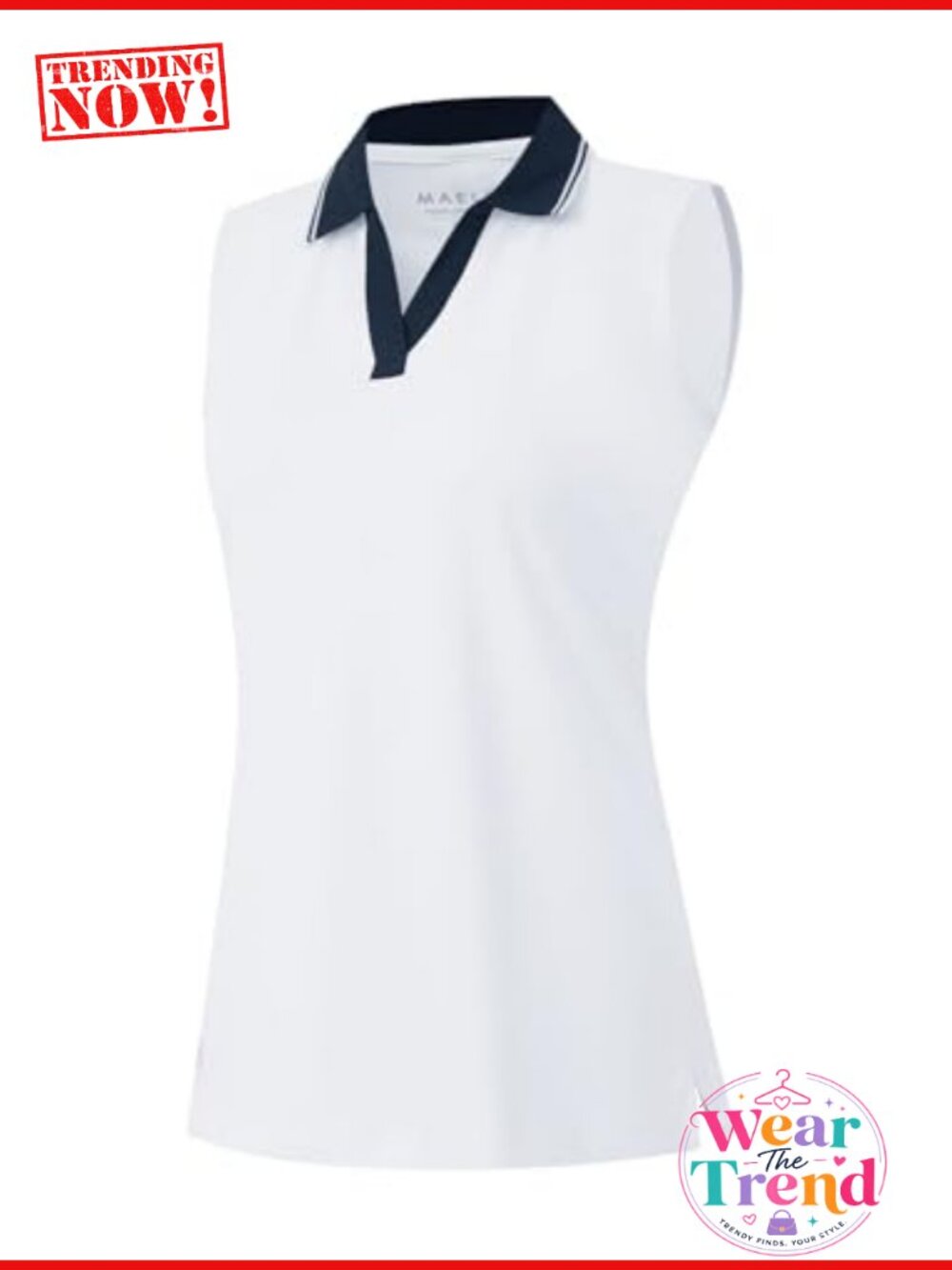 Womens Sleeveless V-Neck Ribbed Collar Golf Polo Shirt Polyester Spandex UPF 50+